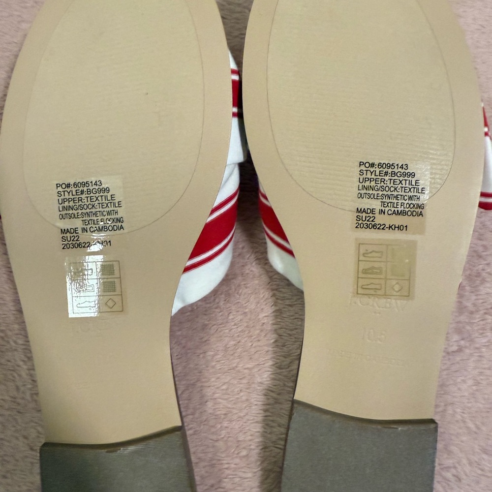 🟢🟢J. Crew Red and White Striped Sandals - Picture 2 of 4